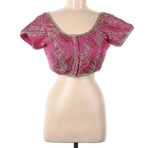 Elegant Pink Embroidered Sari / Saree Blouse